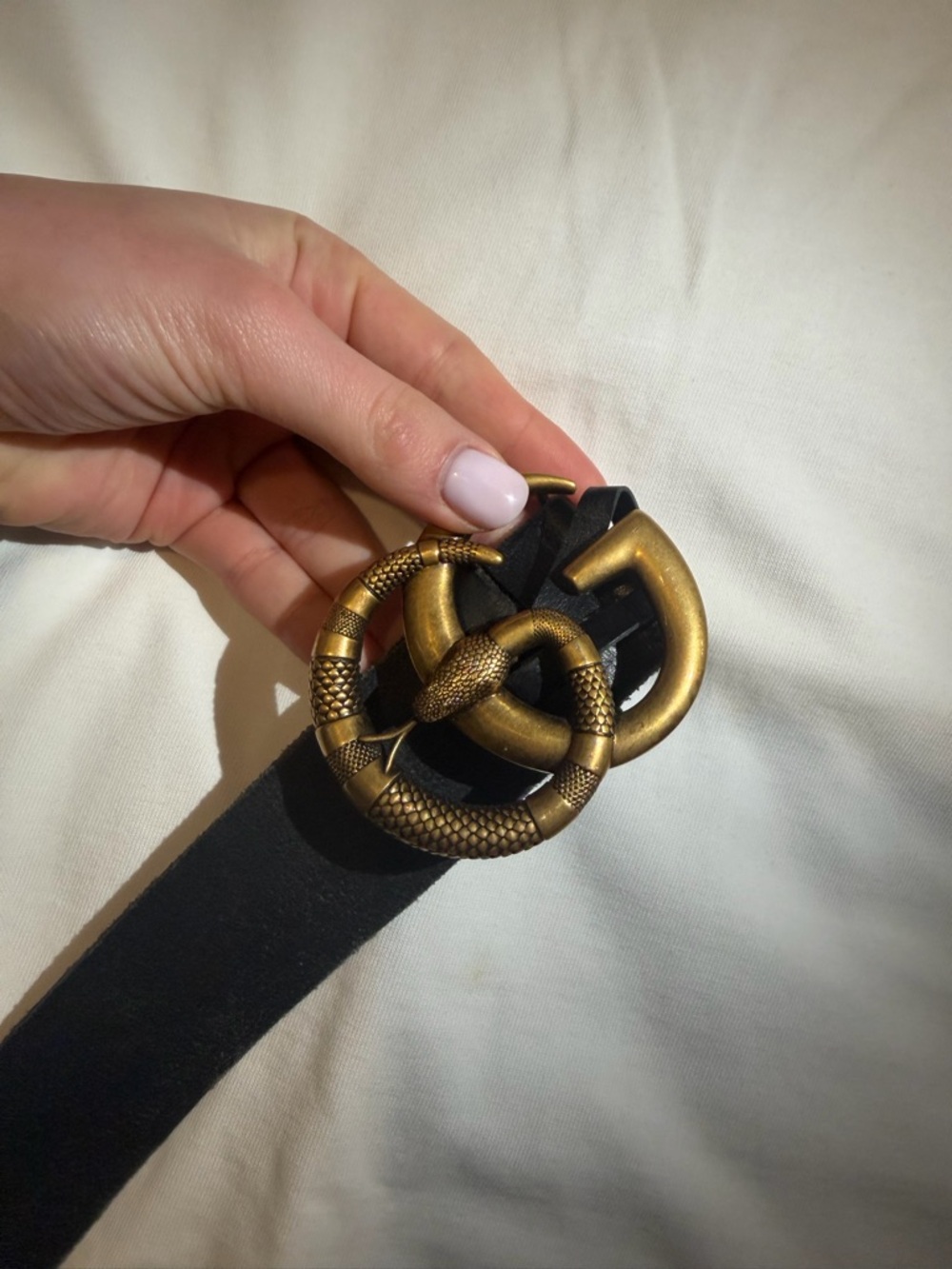 Gucci Men’s Double G Belt with Snake Buckle Adjustable - Black - Picture 6 of 7